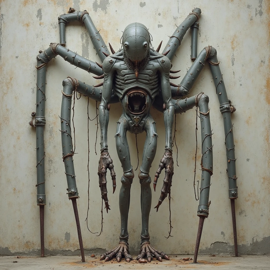 ((best quality)), ((masterpiece)), , majestic intricately detailed: From the depths of a forsaken laboratory, a grotesque abomination emerges, its elongated limbs and contorted features defying all notions of reality. <lora:Elixir:1>