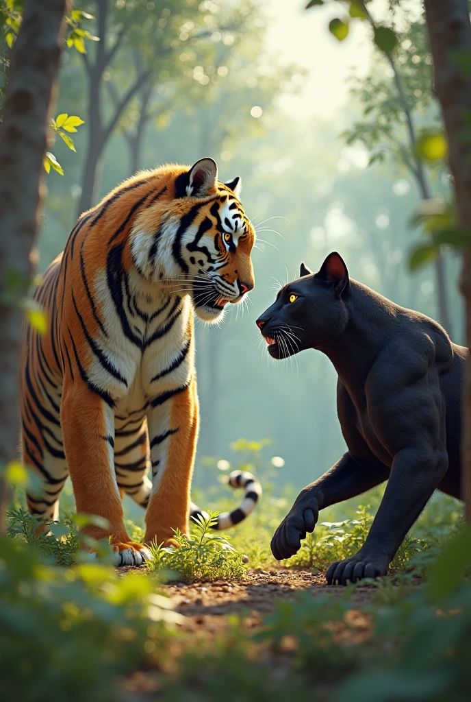 90kg Puma vs 80kg Jaguar, both looking at each other and in profile