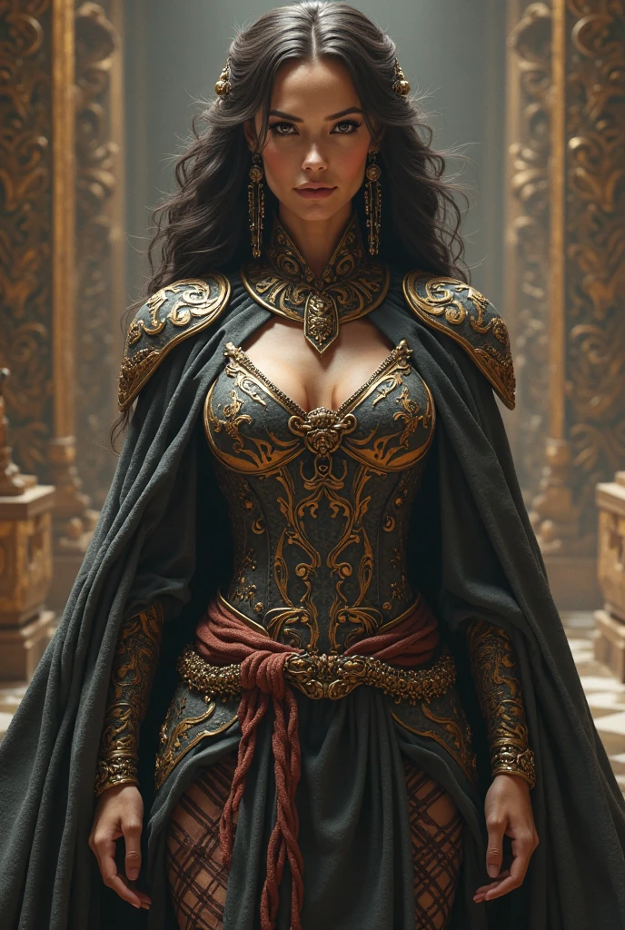 a full length (a masterpiece )(intricate detail) Visually stunning photo of a stylized and highly detailed goddess ((intricate),8K resolution HDR,glowing skin),dark knight dress, sitting(ultra detailed), high resolution, 4K, 3D octane ,dark fantasy theme
