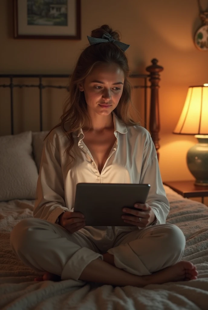 It sounds like you're describing a serene, introspective scene focusing on Luana, a blonde woman enjoying a quiet moment in her living room at night. This configuration, illuminated by the soft light of a bedside lamp and complemented by the backdrop of city lights, Cria uma atmosfera calorosa e convidativa. The presence of hot tea and an open notebook full of thoughts and ideas suggests a moment of creativity and planning. He paints a picture of a person in a state of calm reflection, possibly gathering inspiration for future endeavors or content creation. This scene beautifully captures the essence of a peaceful environment, pensive night spent in solitude, reflecting on past experiences and visualizing future projects.