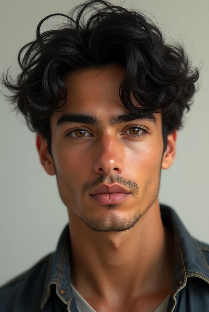 Make a instagram profile picture with a man face looks like boywith attitude and curly hair Indian boy