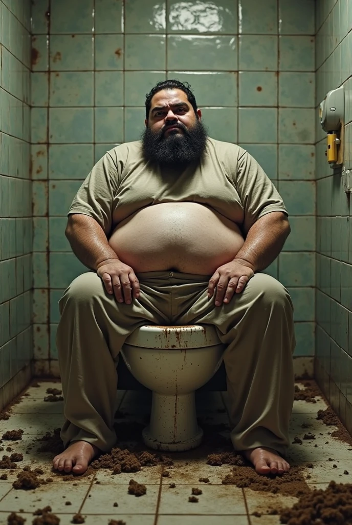 Young  fat Man Siting on Desi Toilet and Half Naked