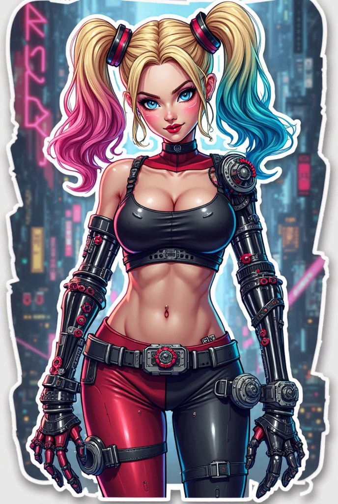 (La mejor calidad,A high resolution,Ultra - detallado,actual),Margot Robbie dressed as Harley Quinn in Suicide Squad all alone, (cabello pink +rojo Harley Quinn:1.4) ,(Fondo de ruinas de mazmorra en ruinas cyberpunk :1.4 ), score_9, score_8_up, score_7_up, score_6_up, rating_????????, 1girl, Adult, full lips, big clear eyes, light blue eyes, (( hair neón pink:1)), (neon blue hair: 1.2),(Harley Quinn:1.4), (Margot Robbie dressed as Harley Quinn in Suicide Squad all alon:1.4), More detailed 8K.motor irreal:1.4,UHD,La mejor calidad:1.4, fotorrealista:1.4, textura de la piel:1.4, obra maestra:1.8,obra-prima, mejor calidad,objeto Objeto], (detailed face features:1.3),(Las proporciones correctas),(Ojos hermosos azules), (pose vaquero), (face detailed :1.4), (dedos hermosos detailed), (perfect ??????? V2.1), (face detailed V2.1), ,(Neon cyberpunk ruined dungeon ruins background :1.4 ),( neon vestuario V2.1), (Margot Robbie:1.4),( Margot Robbie V2.1), (looking at viewer:1.25)
