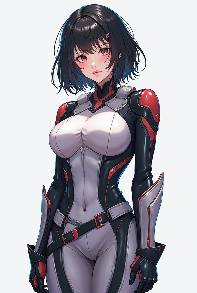 masterpiece, best quality, ultra detailed, 4K, no bad anatomy and fingers, super detailed skin, stylish pose, hands on hips, standing, cyborg beautiful girl, face like a Paris Collection model, asymmetrical bob cut with mesh highlights, wearing dress armor by top designer, flight unit on her back, giant Mars in the background, anime style, ink painting, rough lines, tilted camera to make her look imposing, cinematic, space station, very detailed background, elaborately designed clothes