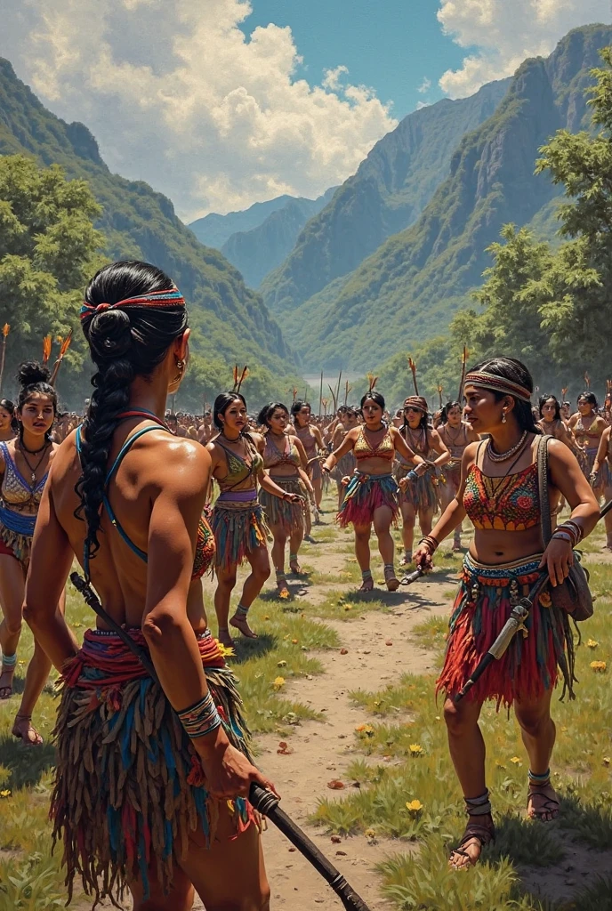 Native American dance around the fire: plusieurs femmes et hommes dansant. Traditional indigenous dances, a eu lieu lorsque les guerriers retournaient dans leurs villages pour raconter en dansant l&#39;histoire de leurs combats (best quality, hdr, Ultra-detailed, Realistic)