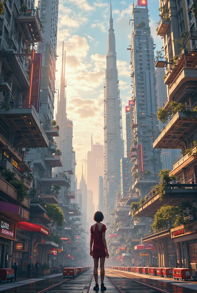Hyperrealistic version of a woman giant. A giant woman in a bikini lying on top of a cyberpunk city, Little guys running around the giant girl, Standing on her hand, cgsociety 9, 2. 5 d cgi fantasy art, engine rendering unreal + a goddess, full body cgsociety, artgerm ; Hyper realistic 3d content, giant art, super detailed 3d matte paintings, super detailed 3d matte paintings, realistic fantasy art, realistic 3 d anime style. Beautiful girl. Big thighs."The little people stood on the top of a high-rise building waving to the girl".Wear short skirts.