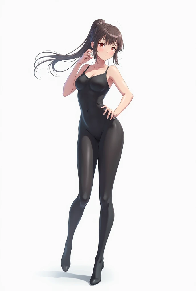 a woman in a swimsuit is standing in front of a gray background, wearing a swimming wear, Swimsuit, wearing leotard, cute girl wearing tank suit, Hinata Hyuga, by Jin Homura, Smooth Anime CG Art, Wet swimsuit, painted in anime painter studio, swim suit, made with anime painter studio, Ecchi Anime Style, mayuri shiina