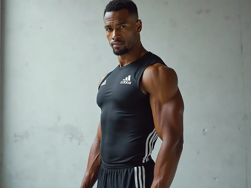 An athletic black man dressed in a white t-shirt with short black hair. Massageado uma mulher branca um pouco Acima do peso Cam cabelos curtos. she's naked