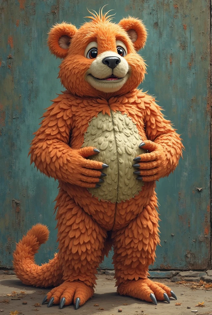 ((best quality)), ((masterpiece)), (detailed) meatball with muscly human legs and a face of a dog with text at the top that says “meatball mason”