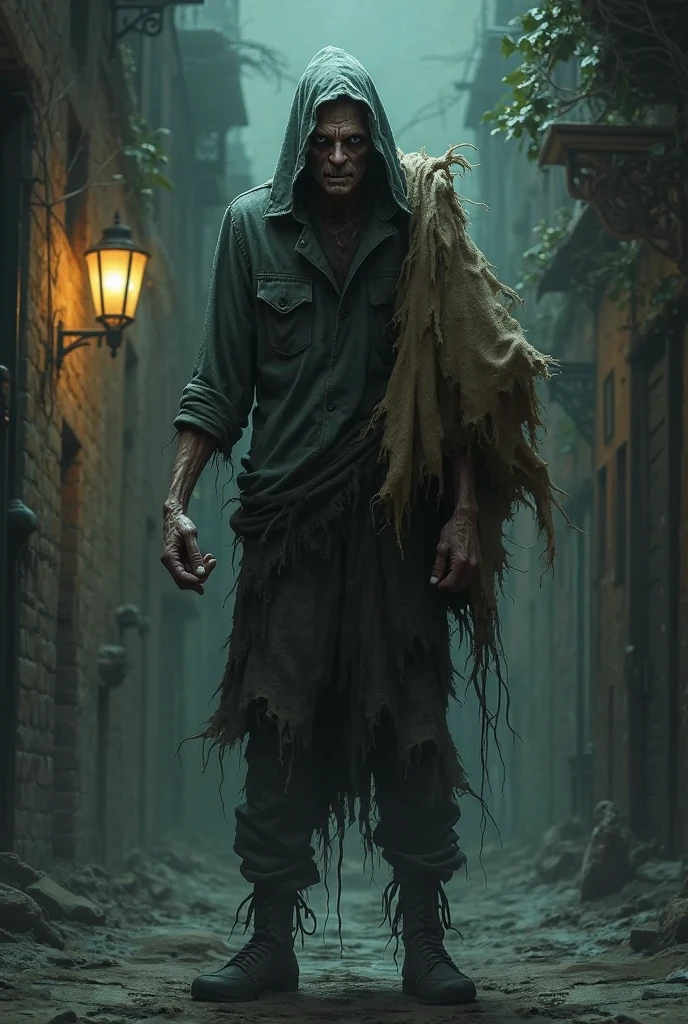 Crooked and scary man at night