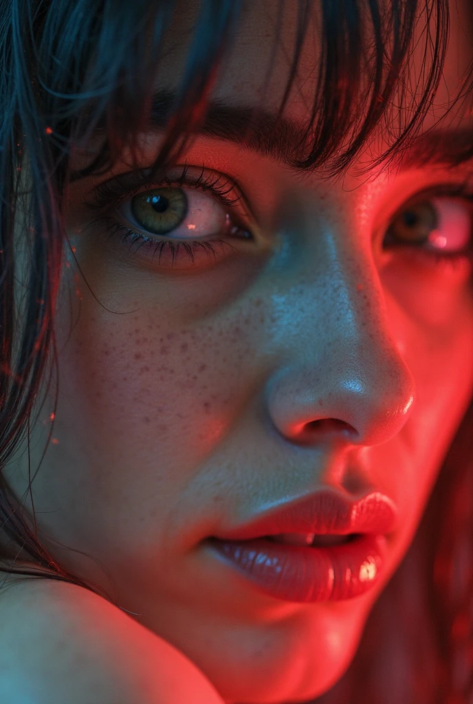 (best quality, hyperdetailed photography:1.2), beautiful lady, freckles, dark makeup, soft light, head and breast portrait, cover, (detailed beautiful face, detail skin texture, ultra-detailed body:1.1) ,((massive perfect breast)), ((snoopy breast:1.1)),(apocalyptic warrior), strong body, red black hair, yellow eyes,,,,long open coat, night, rain, thunder storm,