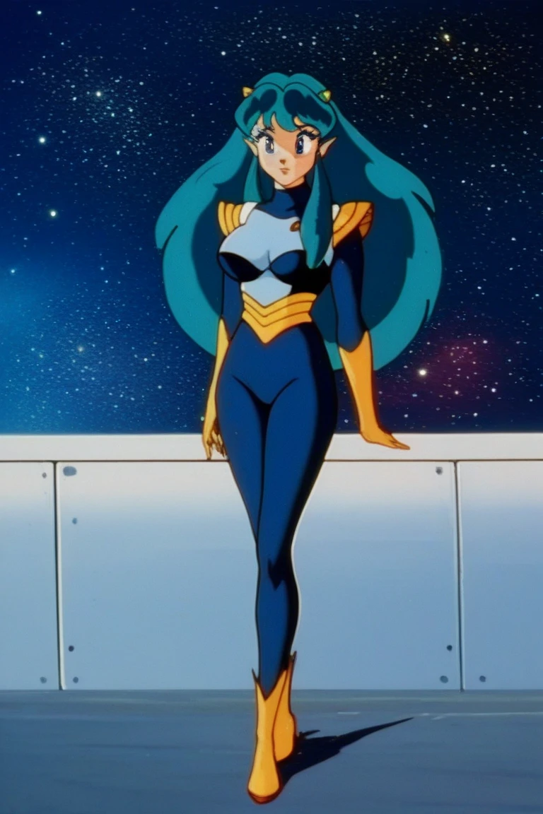 codeGeass villetta nu, 1girl, black thighhighs, breasts, brown eyes, cockpit, dark-skinned female, dark skin, elbow gloves, gloves, grey hair, hair behind ear, leotard, long hair, medium breasts, open mouth, ponytail, purple gloves, purple leotard, purple lips, smile, solo, swept bangs, thighhighs, very long hair