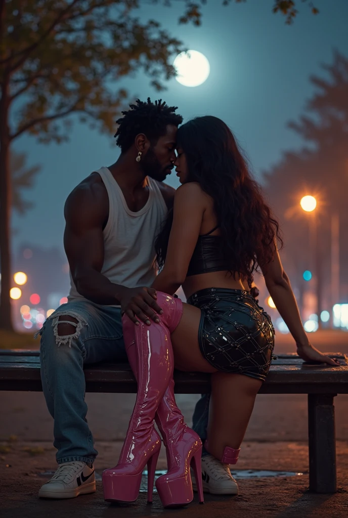 "dick near the face, mouth open want to suck , orgasm face , MAN HUG THE GIRL AND LIFT HER , PENETRATING HER ,group of black chubby naked girsl in pink transparent harness , dark skin, surrounded by man , dicks and naked man touching her body, giant tits, Huge PUFFY TITS, dark skin , big huge cockspenetrates dilated vagina, surrounded by naked man with massive sex. . LOT OF DICKS , different sizes and forms;..." extremely detailed . military girls hug each-other, neon lighting , , ambiance sombre, jeu d'ombre et de lumières sur corps sexy et harnais police, mettant en valeur la silhouette parfaite, best quality hd light , neon lights reflected on oiled skin, beau regard concentré intelligent, Jeune parfaite fille africaine nue potelé chubby, black skin oiled ebony , giant breasts, his gonfle, huge breasts, taille large, sourounded by a crowd of naked men , cyberpunk neon RED transparent detailed bikini . harnais de corps,, cyberpunk body vest with blue and red lights. , oiled skin is illuminated by blue and red lights. gants transparent, peau noire, dark skin African girl, latex rouge , the background is dark alley New York, nuit , une poubelle brule, on peut voir des silhouettes d'hommes sombre , damaged wall broken window.chubby girl harness , harnais militaire transparent . DICK NEAR THE FACE , nsfw want to suck the giant dick, best quality hd light , lights on oiled skin, Jeune fille africaine nue potelé chubby, black skin oiled ebony grasse, giant breasts, his gonfle, huge breasts, taille large, sourounded by a crowd of naked men , bikini transparent BLEU.