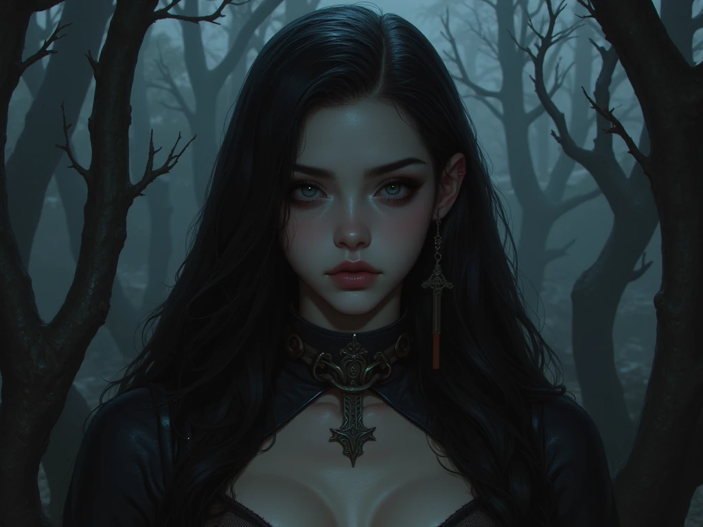 (best quality,photorealistic:1.37),portrait,she devil,dark,mystical,red eyes,sharp teeth,pale skin,fierce expression,flowing black hair,evil,alluring,fiery background,subtle horns,captivating gaze,high contrast,glowing aura,Lucifer vibes,ethereal beauty,deep shadows,ominous atmosphere,devilish charm,sleek and elegant,haunting intensity,moody lighting,demonic features,mesmerizing presence,devilishly seductive,cunning and graceful,otherworldly allure,sinister elegance,supernatural power,enchanted darkness