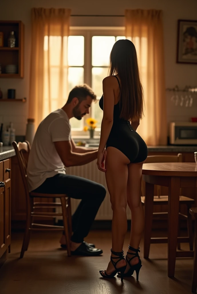 8k、Beautiful cafe attendant、Tight Skirt、Thick edges on underwear、A man bending down to pick up trash from the floor