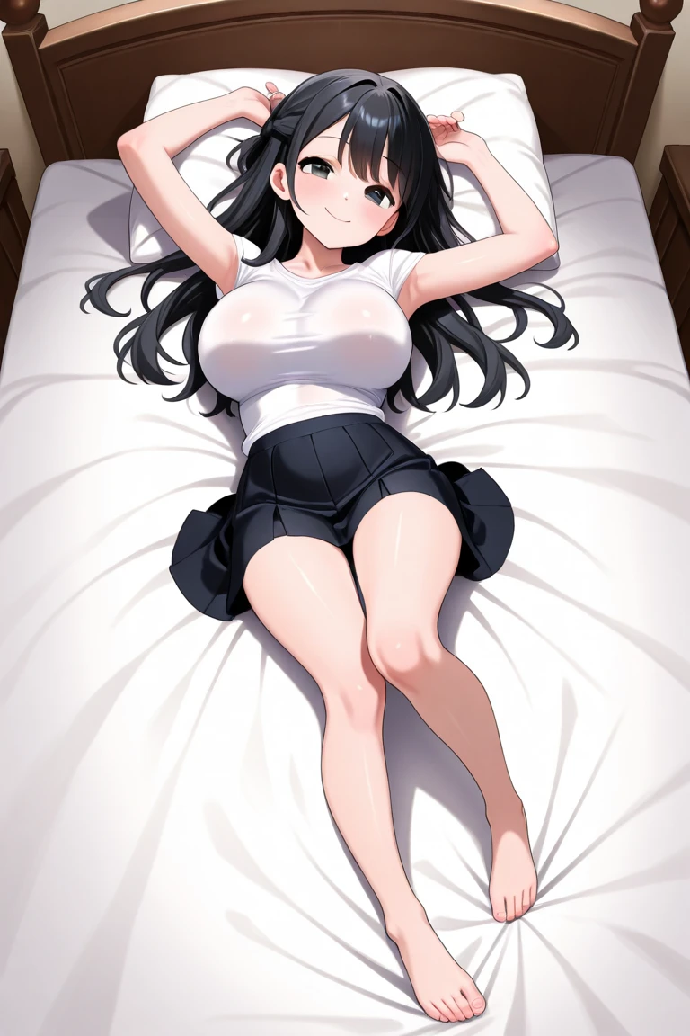 (Shot from above), looking at the camera, (Sexy look, Very cute girl), Highest quality、beautiful girl, (High school girls)、White sheets, (( Girl lying down)), 16 years old, 8k、RAW Photo、(skin:1.2)、Ultra-high resolution、(lens:50mm)、(F/1.2)、Beautiful Face, ((Hair gets messy)), light makeup, Slender body, (Medium chest, Beautiful body lines, Beautiful breastsのライン, Beautiful leg lines), (Delicate eyelashes, Dark Eyes, Droopy eyes), (Embarrassed:1. 2), (Red cheeks, Close your lips), ((Looking into the camera)), (Frowning), 16 years old, Straight Hair,(Messy bangs), beautiful girl, 16 years old, Very beautiful girl, White camisole, (Beautiful breasts元, The lines of the body are visible, Beautiful breasts, underwear),((See-through skirt)),(White panties), Beautiful body lines, Shallow depth of field, White wall, Bright windowsill, Shot from above, (Knees together、Spread your legs), White sheets, Sexy body