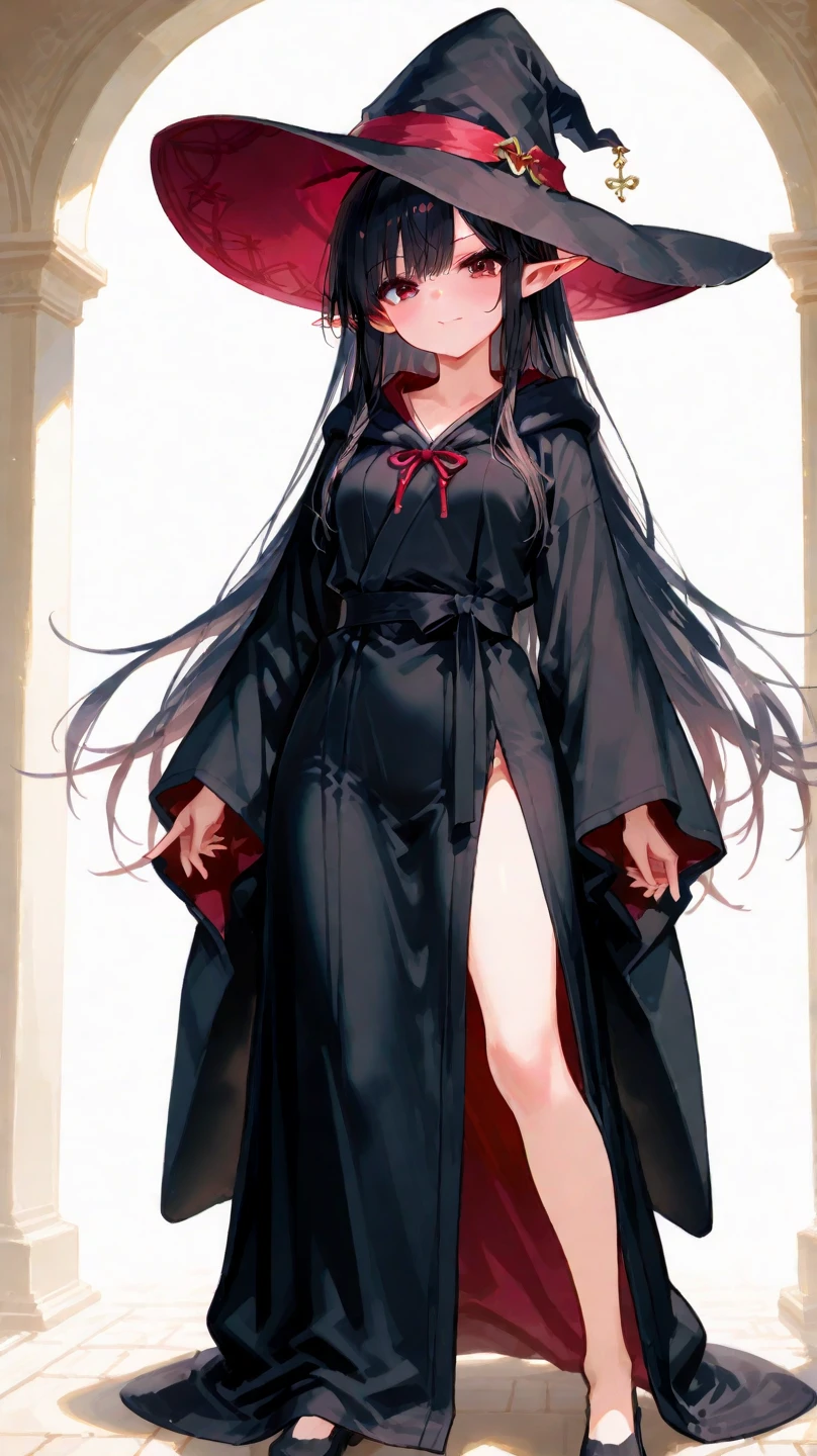 detailed, anime, smooth anime CG art, masterpiece, high quality, highres, best quality, highres, 1girl, disheveled hair, focus on face, simple background, long hair, socks, black hair, hair between eyes, calm, dress shirt, long bangs, tied hair, braided hair, dominant eyes, ribbons in hair, crimson red eyes, large breasts, breasts, perfect face, perfect legs, no pants, full lips, SimpleNegativeV3 , add_detail:-3