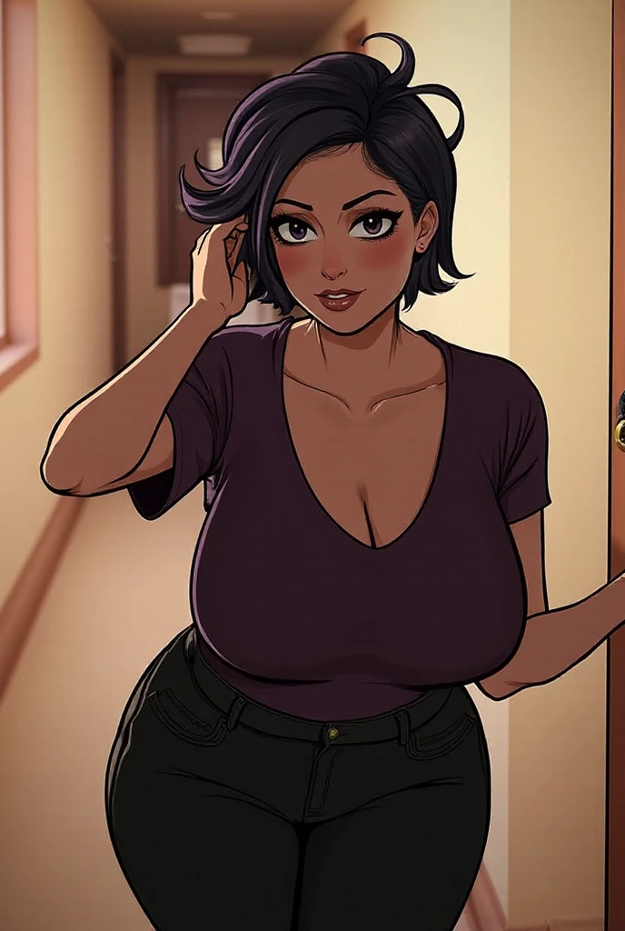 (2heads), 1man, feminine face, no body hair, no facial hair, large brown eyes, dominican, ((dark colored skin)), detailed eyes, very big sexy eyelashes, thick pink lips, short shoulder length brown hair, black hair, pink highlights, big wide shoulders, flabby arms,tattooed arms, tattooed forearms, black ragged t shirt , 40 years old, ((very wide hips)), ((wide torso)), (thicc)), (((thick thighs))), wearing lacy undergarments, ((very large butt)), looking to the side, ((((dancing at a Bachelor party surrounded by gentlemen)))), photography, realistic,(((((big bulge in crotch))))), apple bottomed,conjoined dicephalus, very sweaty