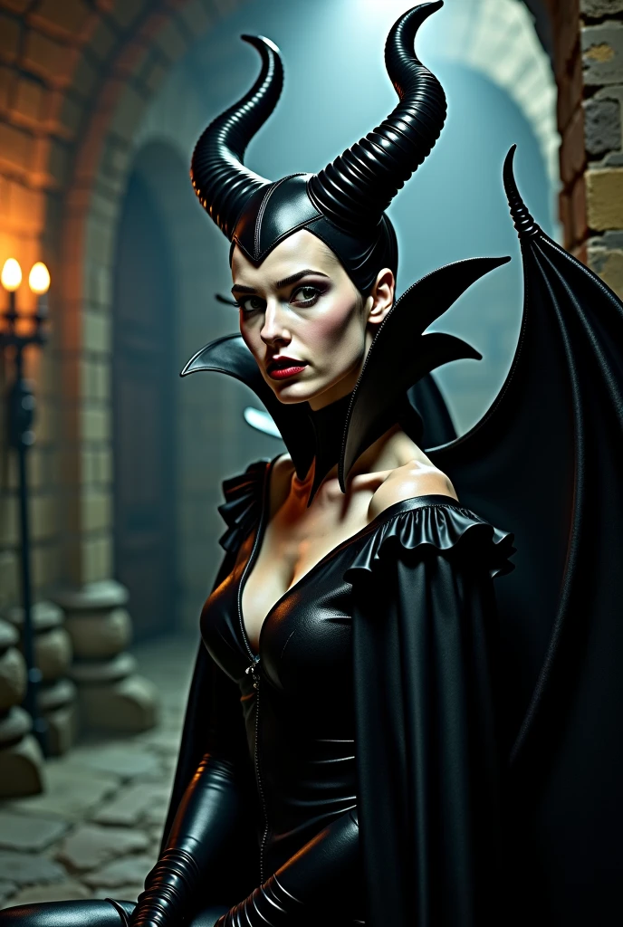 A stunning portrait of Maleficent in the process of transforming into a dragon, she is not quite human, yet not quite a dragon