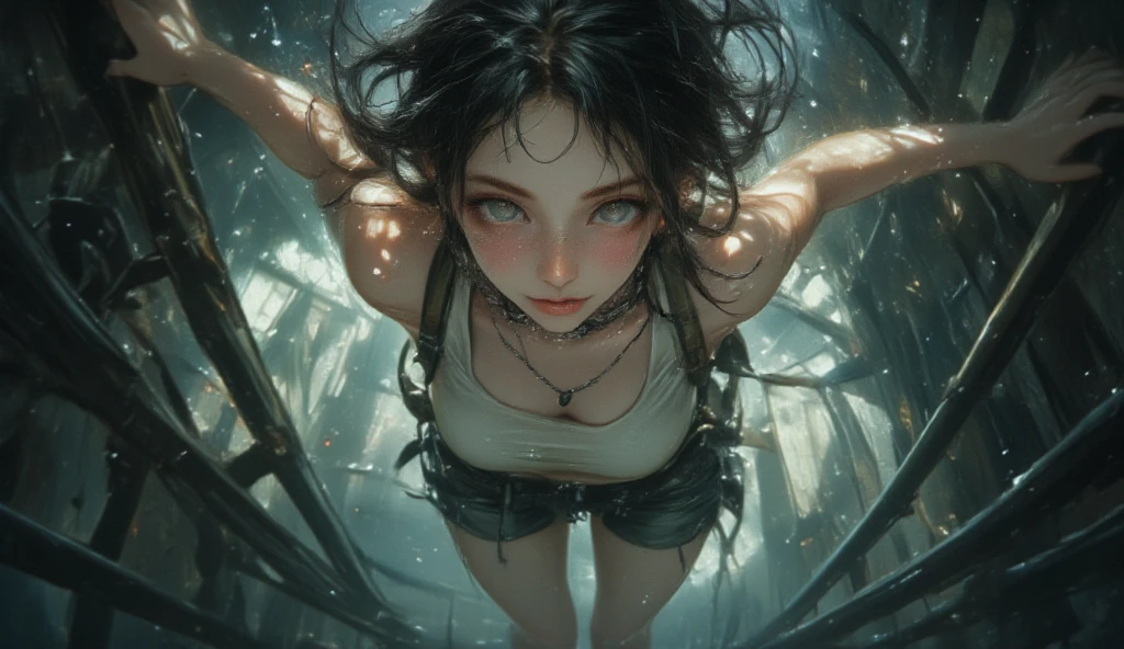 Beautiful Japan, Scoop Neck,,beautiful caucasian woman,(((open neck))),slender body,light blond hair, Attractive posing, Full body, perfect detailed face, frame the head, glamour,damage costume,beautiful caucasian woman,slender full body,perfect detailed face, frame the head,wear torn,torn clothes,,,((a school girl in ripped Japanese sailor school uniform)), In a ruined village, (wearing a tattered uniform:1.5), Resist desperately, Small breasts, Cleavage, Attractive thighs, Shiny black hair, Medium Straight Hair, Asymmetrical bangs, Black eyes filled with tears, A tense look, (Chained hands:1.7), Sweaty skin, Ready for battle, Intense battles with powerful enemies, Dark fantasy, A fierce battle between goblins and orcs, Monster Attack, Surrounded by many zombies, (Highest quality,4K,8k,High resolution,masterpiece:1.3),Very detailed,(Realistic,photoRealistic,photo-Realistic:1.3),Intricate details, hyper Realistic, Cinema Lighting