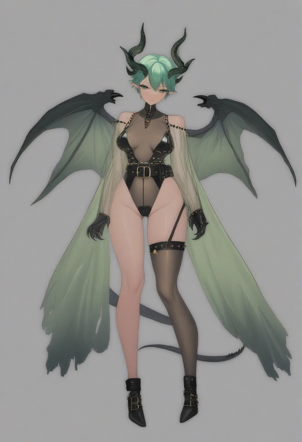 monster girl, insect, slim, topless, full body view