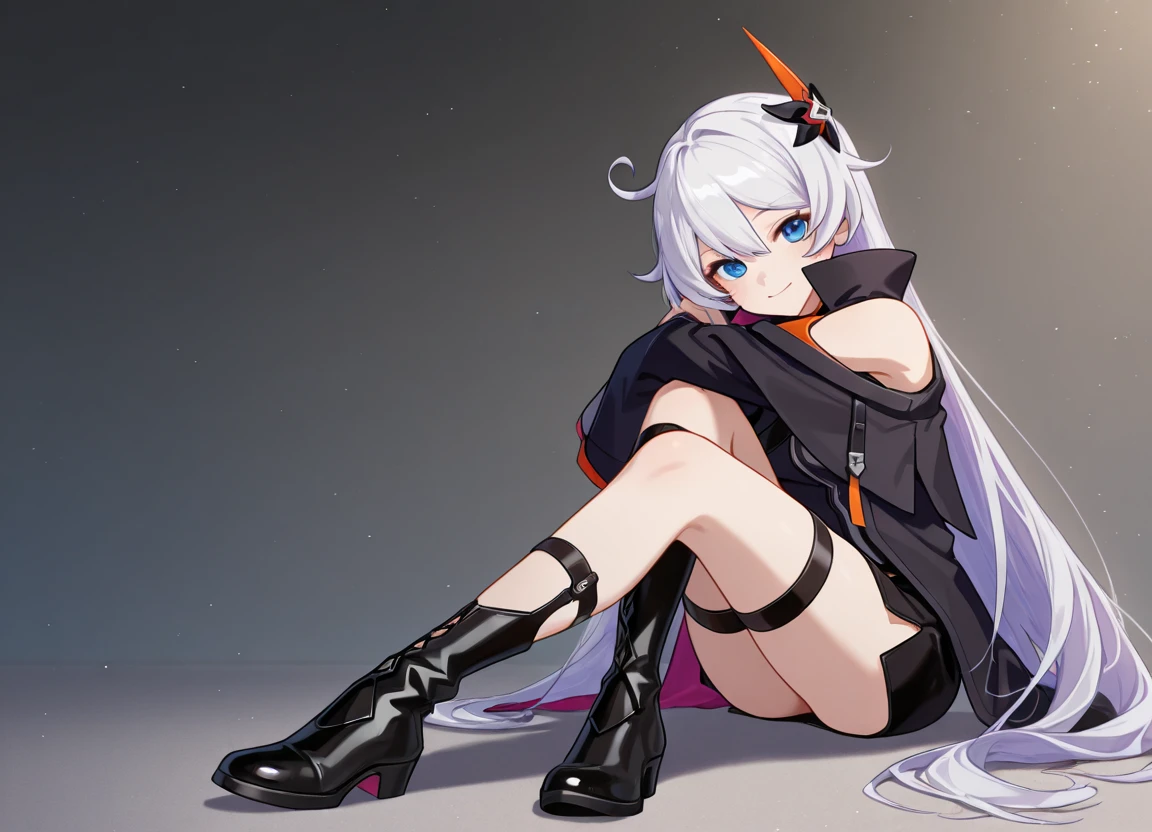 1girll, Japanese clothes, pony tails ,White hair, Purple eyes, Magical Circle, bluefire, blue flame, the wallpaper, landscape, Blood, blood spatter, Depth of field, Night, Light particles, Light rays, side-lighting, Thighs, fate \(Series\), Genshin Impact, ****, Open jacket, Skirt, upper legs, Cloud,The barefoot,Empty eyes,Red toenails