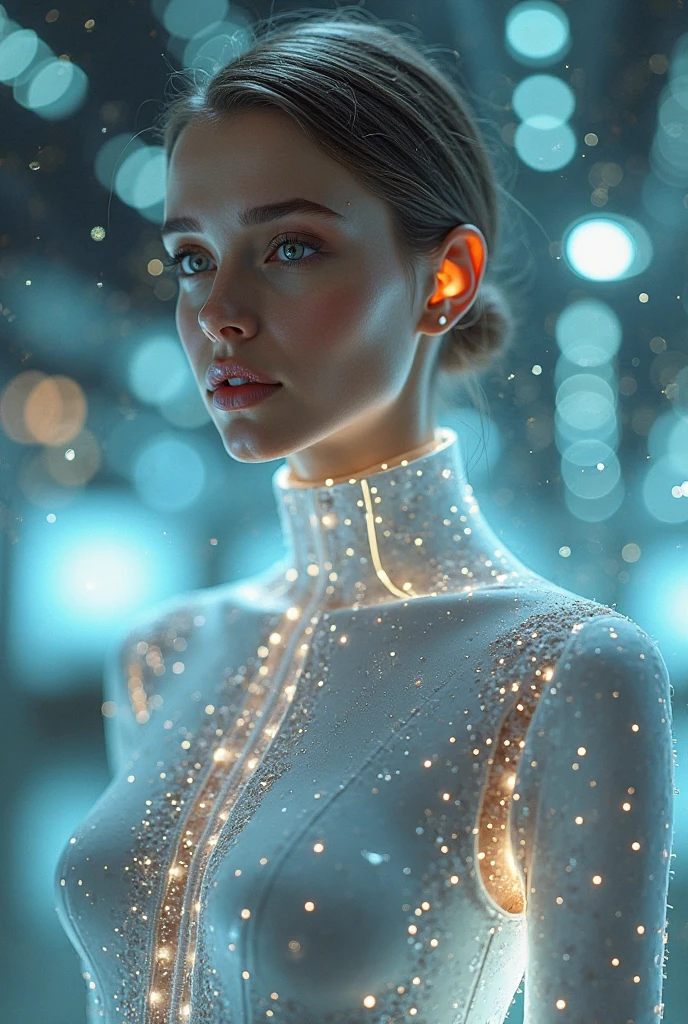 Transparen woman hologram projection