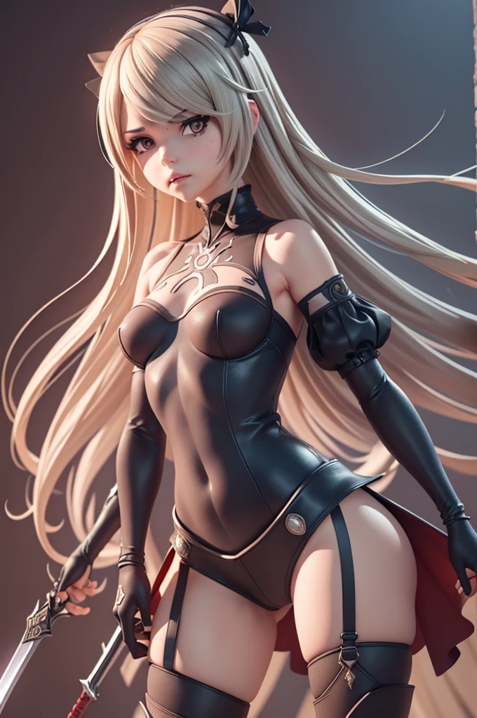 8k, RAW Portrait ,masterpiece、Realistic:1.2、Realistic, Ultra-high resolution, highest quality, Real Life Photos ,( in the evening :1.1), ((((1 female:1.5))))、(Cute face:1.3), Voluptuous, Busty White-Haired Female Dark Knight in ((((Black Full Metal)) Heavy Bikini Armor)), Red Eyes, (Thigh high Full Metal Armored Boots). (((Full Body View))), Long hair, Messy bun, (Red Cloak), (((Red Pleated Skirt))), detailed, perfect makeup, beautiful lips, large hoop earrings, (METAL bikini armor), No Helmet, (No Spikes), (Tall girl, Long legs), (Solo, 1girl), (Masterpiece, Detailed, 4k), perfect face, perfect lips, perfect makeup, dark eyeshadow, Unreal Engine 5, (Full Body Portrait), absurd resolution, high resolution, sharp image, vibrant colors