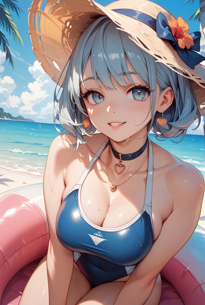 (masterpiece, top quality, best quality, official art, beautiful and aesthetic:1.2), (beautiful face),
extremely detailed,colorful,highest detailed, (beach), (huge breast), (micro bikini:1.2), ((kamisatoayakarnd)), smile