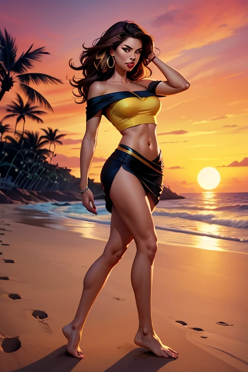 Milf, [Uploaded to e621.net; (Foxovh), (Pixelsketcher), (mayosplash)], ((masterpiece)), ((HD)), ((High Quality)), ((solo portrait)), ((full body)), ((front view)), ((feet visible)), ((cel shading)), ((detailed shading)), ((beautiful render art)), ((cinematic lighting)), (frown), (angry), (expressionless), (eyebrows), gorgeous hips, (camel toe)}, {(teal tee shirt), (black panties)}, {(on beach towel), (legs spread open), (looking at viewer)}, [background; (beach), (beautiful ocean), (blue sky), (sun rays)], pleading expression, busty, perfect face