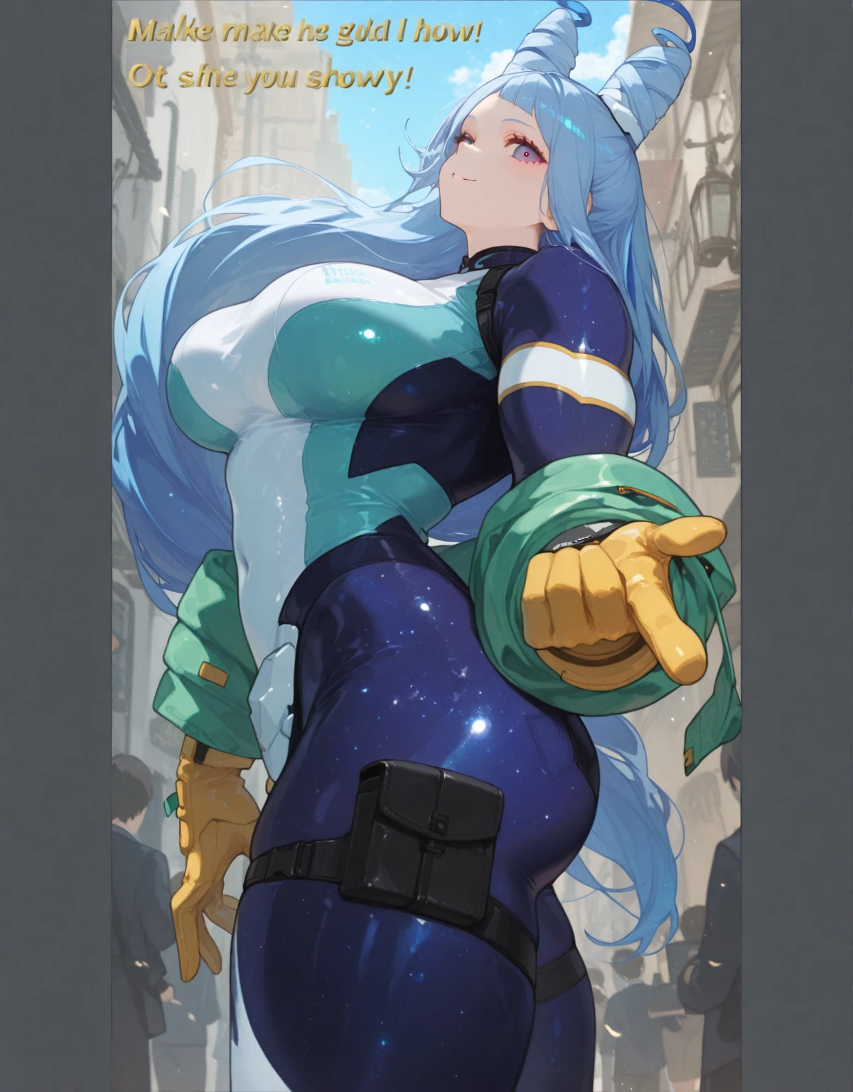 (Masterpiece) (High Detail) (High Res) (one girl) A short woman with blue eyes and long blonde hair and average breasts and a big butt. She is breaking through the security fence in a prison. It is nighttime, she is wearing a prison jumpsuit. There are search lights on towers in the background. She is crouched by the mesh fence holding some bolt-cutters. Facing away from camera