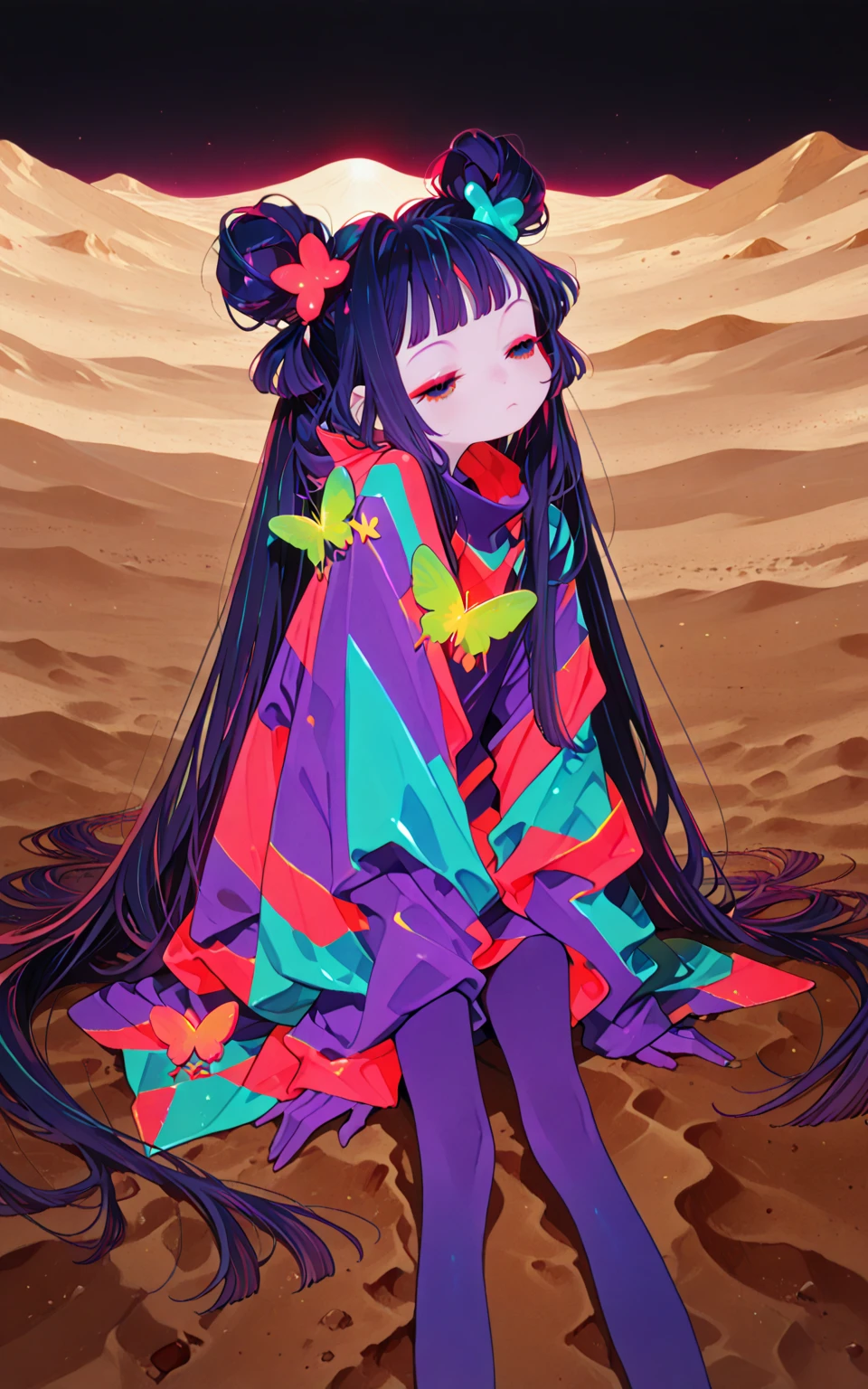 Black Hair、Black Feather、Gothic punk dress、Legs sticking out, Crossing your legs、anime zombie witch design, Crossbones, Streetwear Design, Provector, Horror Style, Full Design, Only 6 colors, Solid Colors, No Shadow, Full Design, Stickers, Bright colors, White Background.Ultra-fine illustrations,(((Beautiful fine hair))),(((Beautiful Faces))),(((Beautiful background))),(((Beautiful fine hair))),(((Beautiful Faces))),(((Beautiful background)))、Black Hair、Blunt bangs,Undershot,yukata,Tanabata,River side