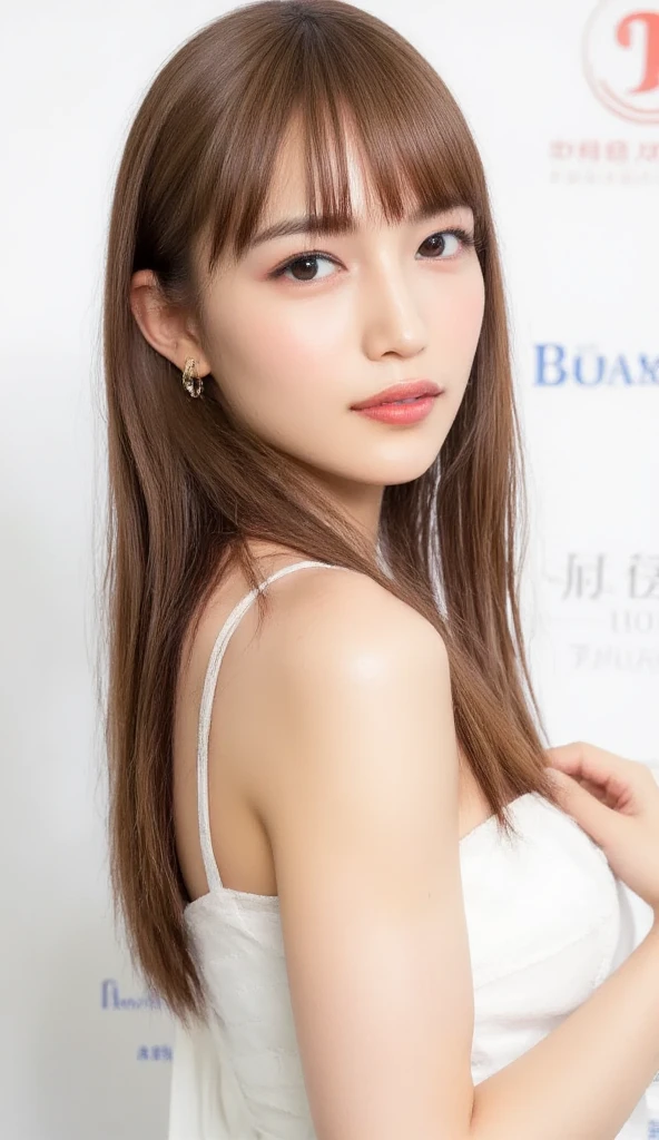 1girl in, (deep neckline:1.2), (Raw photo, Best Quality), (Realistic, Photorealsitic:1.4), masterpiece, Extremely delicate and beautiful, Extremely detailed, 2k wallpaper, amazing, finely detail, the Extremely Detailed CG Unity 8K Wallpapers, Ultra-detailed, hight resolution, Soft light, Beautiful detailed girl, extremely detailed eye and face, beautiful detailed nose, Beautiful detailed eyes, long straight hair, Cinematic lighting, Winter scene, Perfect Anatomy, Slender body, INFO camisole