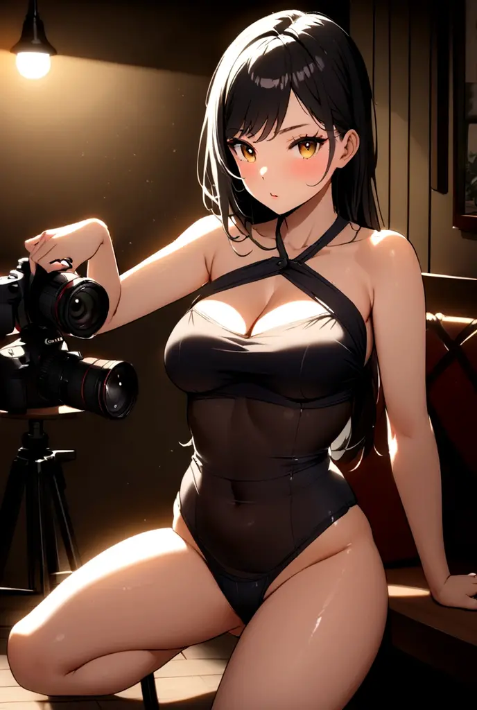 1 girl, Natural photography of a beautiful girl, wearing a loose crop top, leaning over, short hair, big bust, locks eyes into the camera, symmetrical eyes, symmetrical face,  (masterpiece) (best quality) (detailed) (8k) photorealistic, photography, path tracing, specular lighting, volumetric face light, path traced hair, visible shadows, intricate, elaborate, oiled boobs, cleavage, wet skin, flirty, freckles, blush, dark eyeliner, hanging breasts, girl bending over, strap gap, ((ass to camera, thong riding up ass))