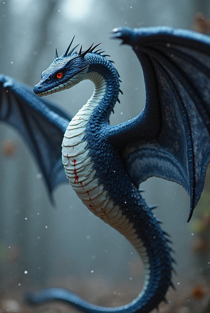 "A long, slender dragon with iridescent scales. Its wings appear as illusions, only visible within the fog, shimmering like a mirage. The dragon blends into the mist, giving the impression that the air itself is alive."