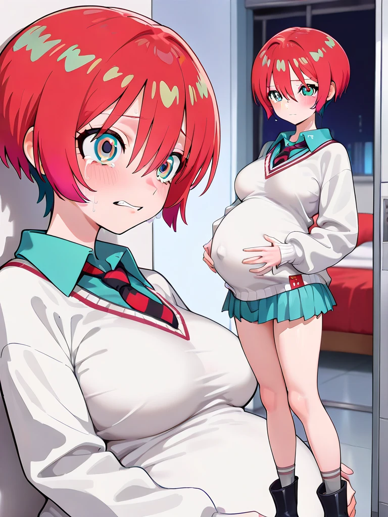 One girl, Julie Kato, masterpiece, expensive quality, very_expensive_solve, big_file size, full color,(completely nude:1.2),pussy,niplles,(Loli kid),(pregnant:0.8),smile,closed eyes,closed mouth,cum in pussy,