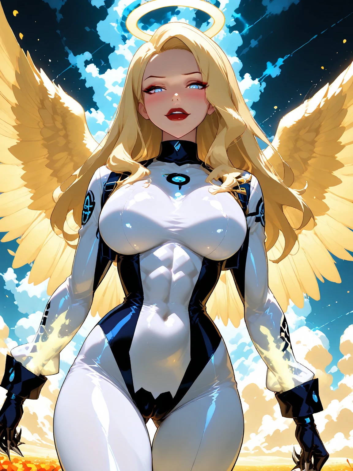 girl, white sheer bodysuit, blonde, blue eyes, Hyper Realistic, masterpiece