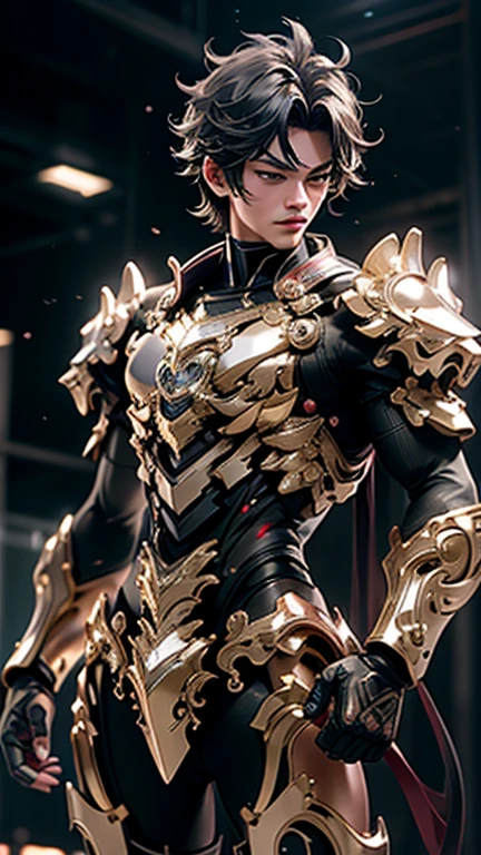 Sculpture design，Figures，GK model，The whole body of the character，Expose muscles，（Exquisite base），Wu Yifan，Handsome cybernetic boy looking at camera lingerie detailed muscular reality masterpiece，musculous
