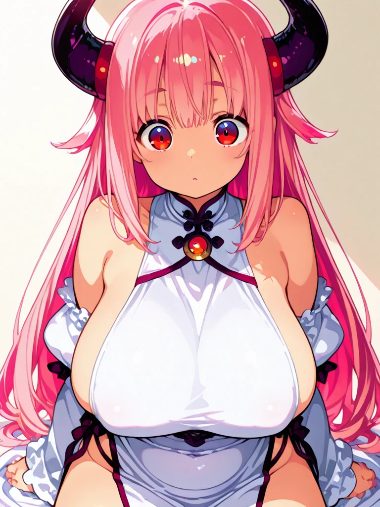 To Love-Ru、Purple off-the-shoulder mini skirt dress、Pink Hair、Big Breasts、White pants、Light purple loose socks
