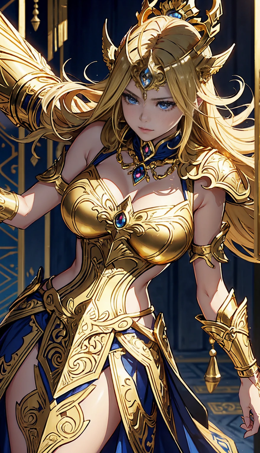 (masterpiece), best quality, expressive eyes, perfect face,1boy,aether,genshin impact,fantasy library,(star magic wand),holding,shy smile,blush,cowboy shot
,breast expansion,big breasts,cleavage,long hair,blonde hair,strapless,bare shoulder,magical girl,crystal circlet,amulet,(white frilled dress:1.4),brown frilled layered skirt,thighhigh stockings