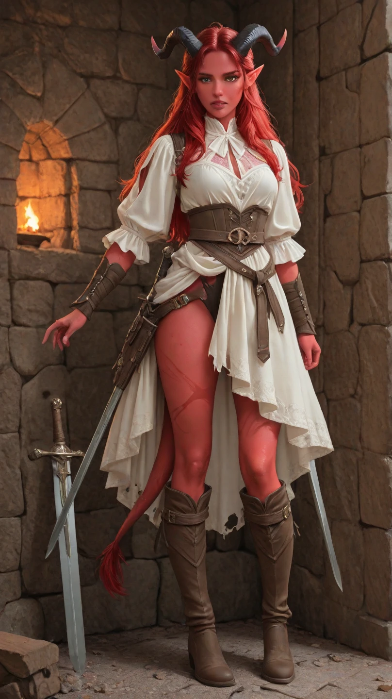 Female braves Holy Sword hopelessness Fantasia animesque Red-haired short stature illustratio