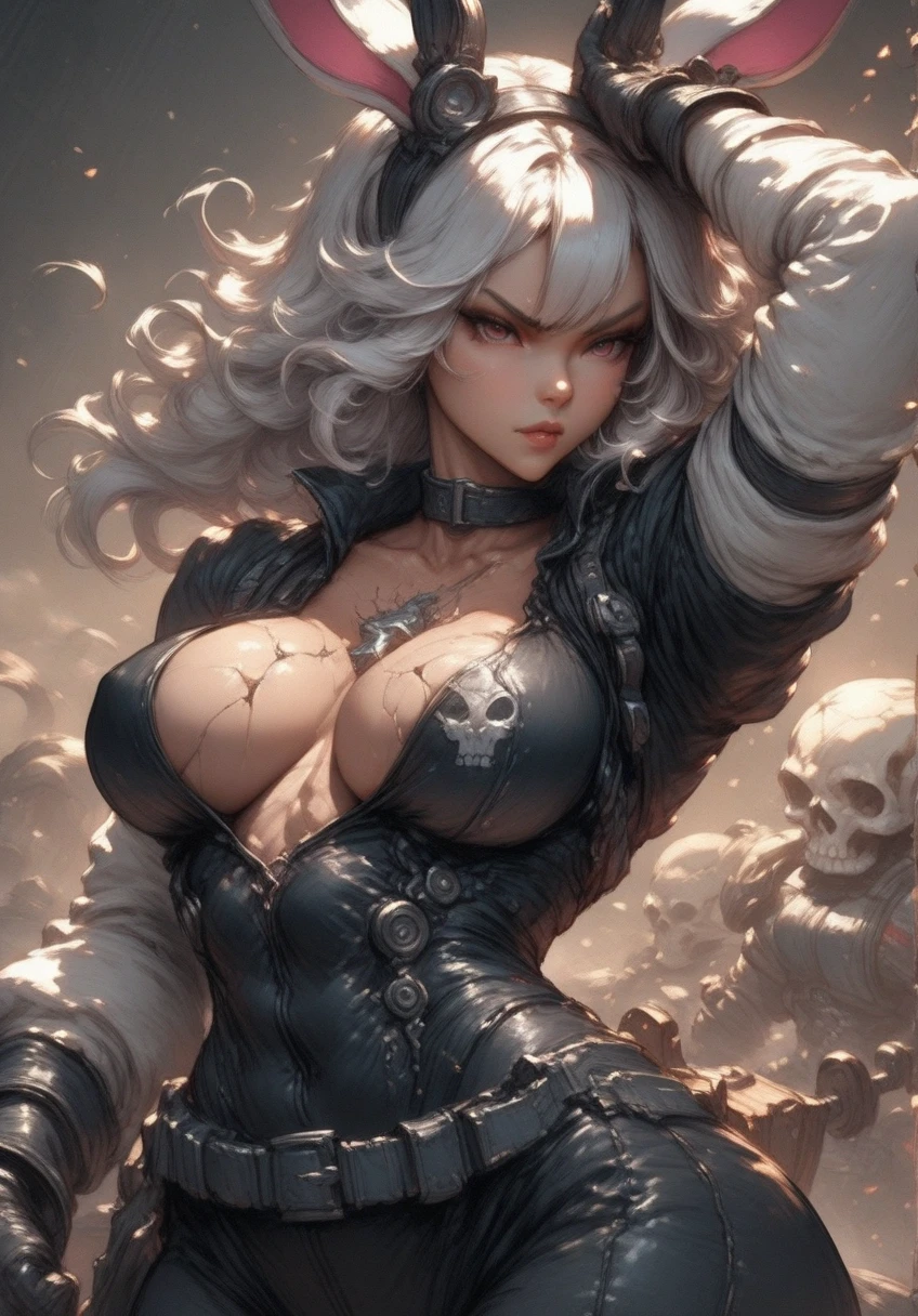 From the ground. 1 ultra hot gorgeous European blonde woman, age 23, she’s a playmate, men magazine model, ((long black wavy hair)). Slender, ((Riot face)) (((Anger))), ((mad)), (((angry))), ((fury)) ((shouting)),(((yelling))), leaning forward, action pose. White sheer lace bra. Torn random color leather jumpsuit. (Steam, smoke) ((fire)) ((explosions)). ((((She spits fire like a dragon)))) she’s the illustration of anger, fury. (((Her face is distorted with anger))) she’s ready to kill you. Her skin and hair are dirty, full of soot and red ink stains.  Snowy landscape, northern lights. Perfect anatomy, perfect hair, perfect breast, perfect body, perfect hands, perfect face, accurate, anatomically correct, clear focus, UHD, masterpiece,
