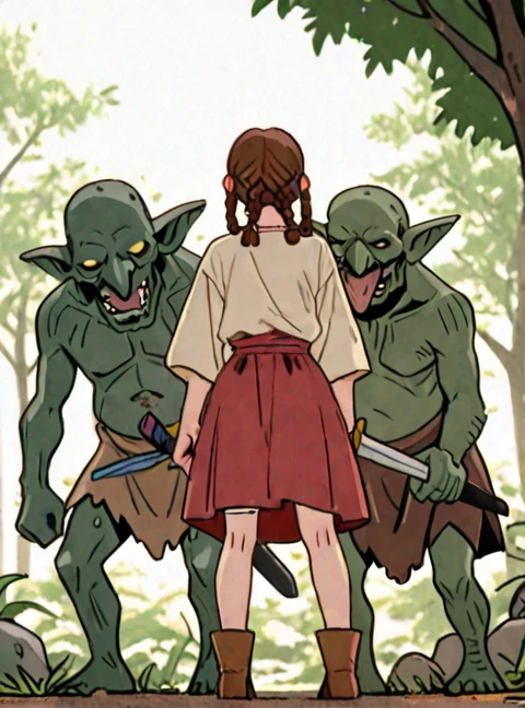 masterpiece, goblinriding, a goblin is riding a girl, goblin, mutiple goblins, goblins, (all fours), 1girl, (naked:1.1), (nose hook), reins, collar, chain, rope, obey, happy trance, smile, hair ornaments, expressionless, emotionless, blank eyes, empty eyes, mind control, apocalyptic background, multiple girls, battle, crowd, blood splatter, armor, fleeing, grabbing, running, foreshortening, attack, fighting, torn clothes, monster, horror, glowing eyes, small breast, SHORT HAIR, brown EYES, brown HAIR, SMALL BREASTS, sally1989,