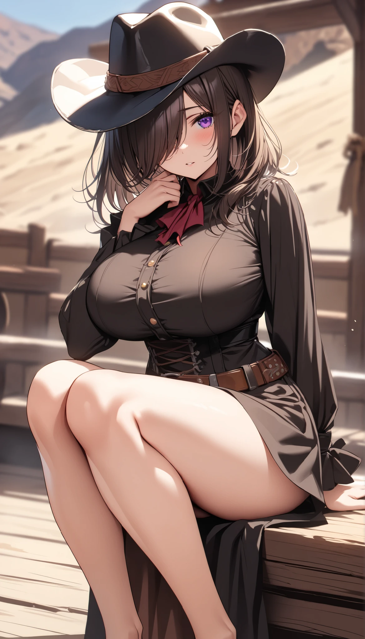 (Masterpiece), best quality, HDR,UHD,8K, expressive eyes, perfect face, 1girl, cute, sexy, perfect body, big breasts, black hair, long hair, straight curly hair, crisp eyes, dark blue eyes, lewd eyes, (seductive smile), brown pleated shorts, (small necklace:1.3), (black turtleneck), brown jacket (the jacket is on the turtleneck), (realistic body proportion), (facing viewer), (lying down position), bench, (perfect hand), (sfw)