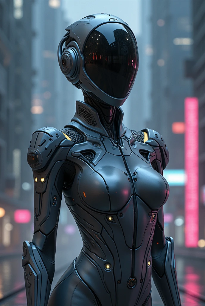 Japan anime、Robot Girl、Rubber Suit、Mecha Head、Full Mask、Soft and thick armor、Anthropomorphic cyberpunk cat、Overall image