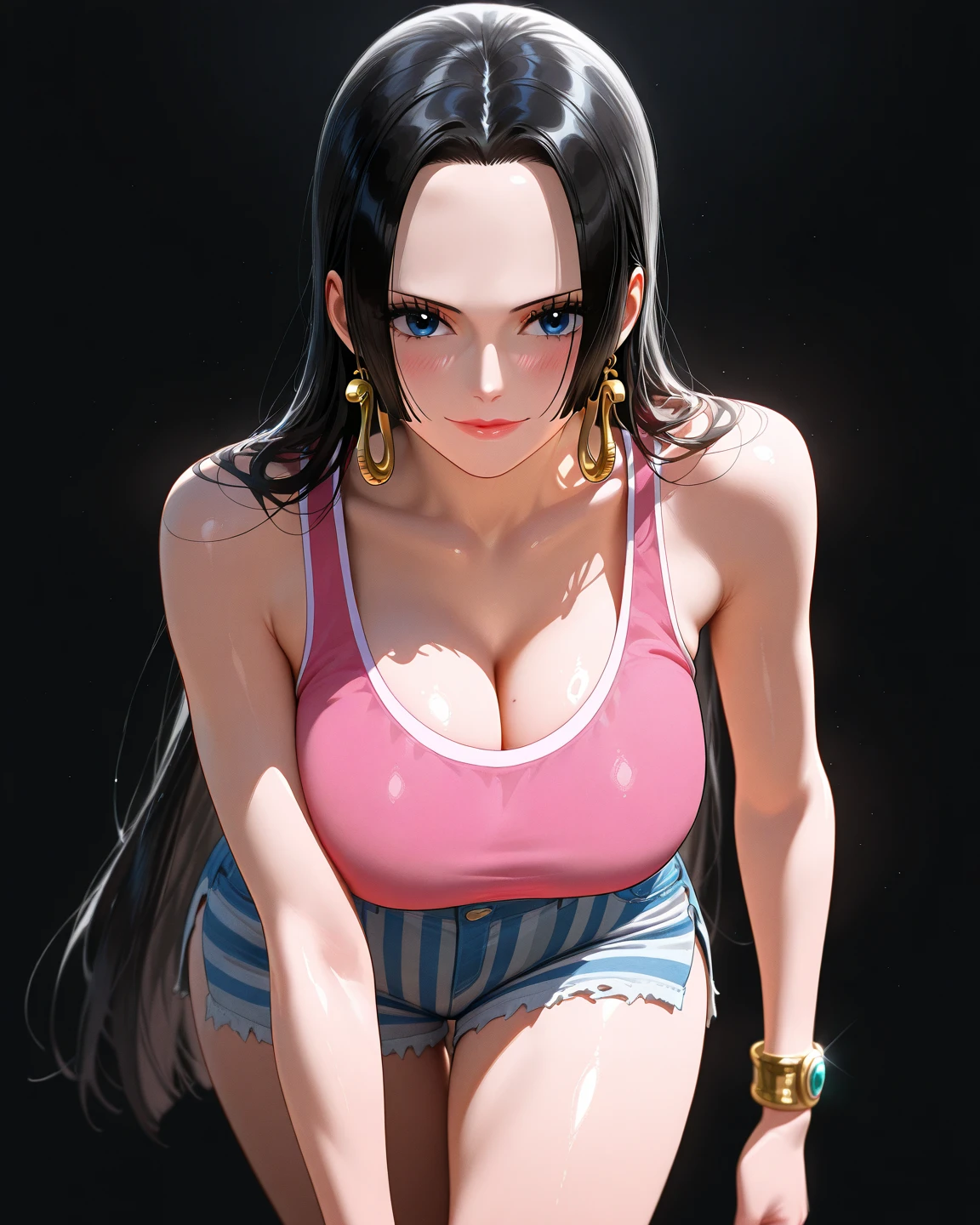 source_anime,score_9,score_8_up, score_7_up, 1girl,solo,outdoors,one piece, boa hancock, 1girl, phone, solo, black_hair, breasts, long_hair, 1girl, breasts, solo, cleavage, black_hair, dress, large_breasts, tree, arms_behind_back, long_hair, outdoors, handbag, looking_at_viewer, jewelry, leaning_forward, bag, photo_background, necklace, one_eye_closed, smile, day, realistic, brown_eyes, closed_mouth
