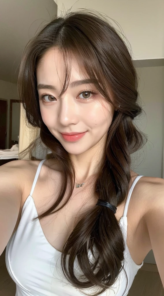 ((highest quality, 8k, masterpiece: 1.3)), One Girl, The beauty of slim abs: 1.3, (Random hairstyles casual, Very small tiny breasts: 1.2), bikini: 1.1, Very beautiful face, Delicate eyes, double eyelid, Vertical navel,Cute Smile, Home,Dimples,There is a mole around the mouth,Chubby,Crouching,Turning around and looking at me,