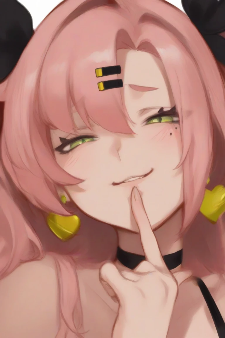 One 、Big Breasts、Pink Hair、Long Hair、Straight Hair、Ahoge、kind、Green heart eyes、Droopy eyes、短いPhimosisペニス、Blowjob、Looking up、Smile、One Shota、First Person View、Phimosis