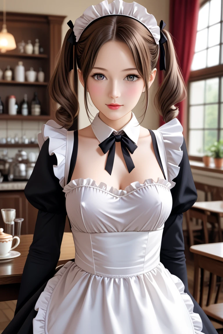 1girl, mega twintails, big hair, maid <lora:mega_twintails-2d-1.0:0.8>