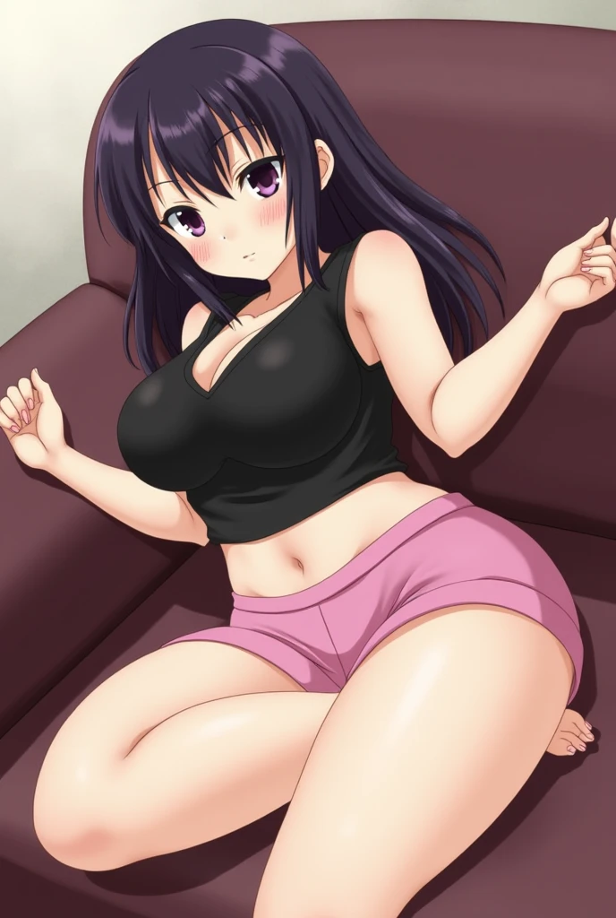 detailed digital art, slim girl, hair is in two pigtails, middle sized breast, mini skirt, visible panty ((green White striped)), high knee socks, laying on her back, legs wide spread